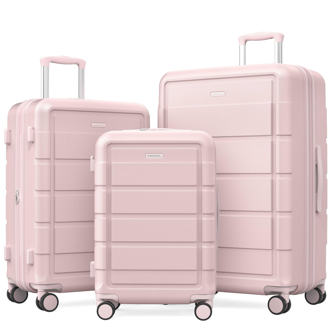 SHOWKOO Kofferset 3 Teilig Hartschale Leicht ABS+PC Erweiterbar Reisekoffer Haltbar Trolley Handgepä