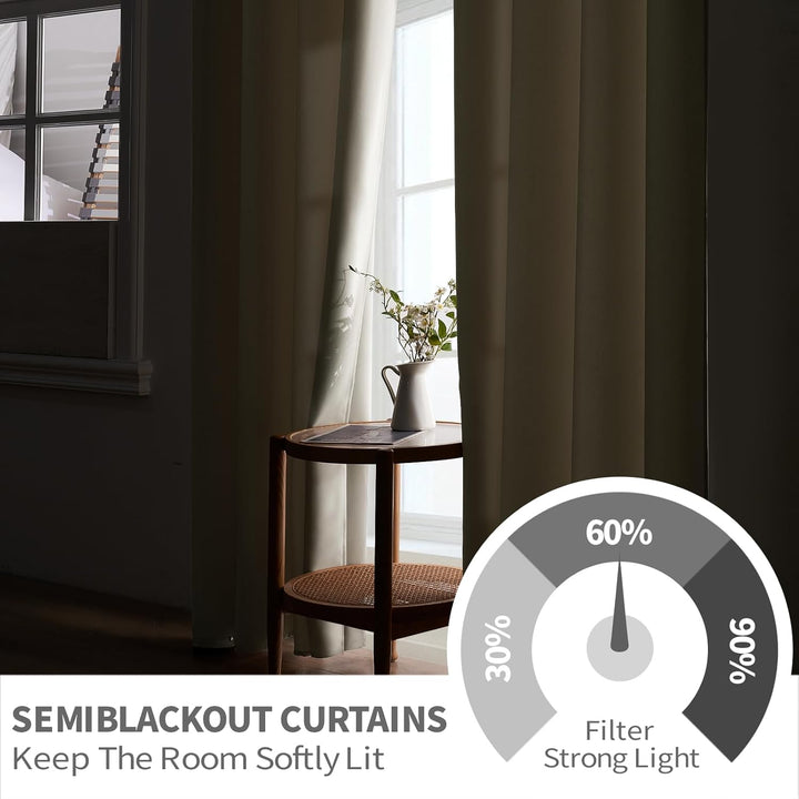 MRTREES Gardinen Wohnzimmer mit Ösen Hellbeige 2er Set Blackout Curtains Living Room, Vorhang Blickd