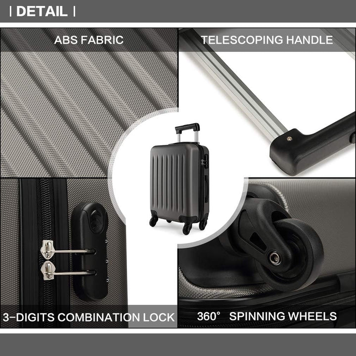KONO Gepäcksets Kofferset 3 Teilig Hartschale Koffer Set Reisekoffer Set Leicht Koffer Trolleys, Zwi