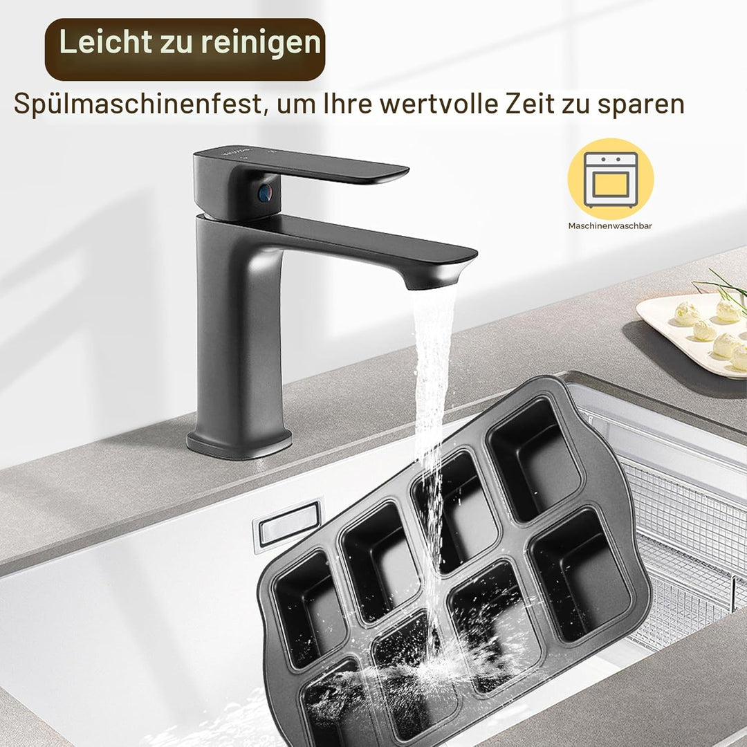 8 Mini-Kastenformen, Kastenform, antihaftbeschichtet, Karbonstahl, Backform zum Backen, Grau (1 Set)