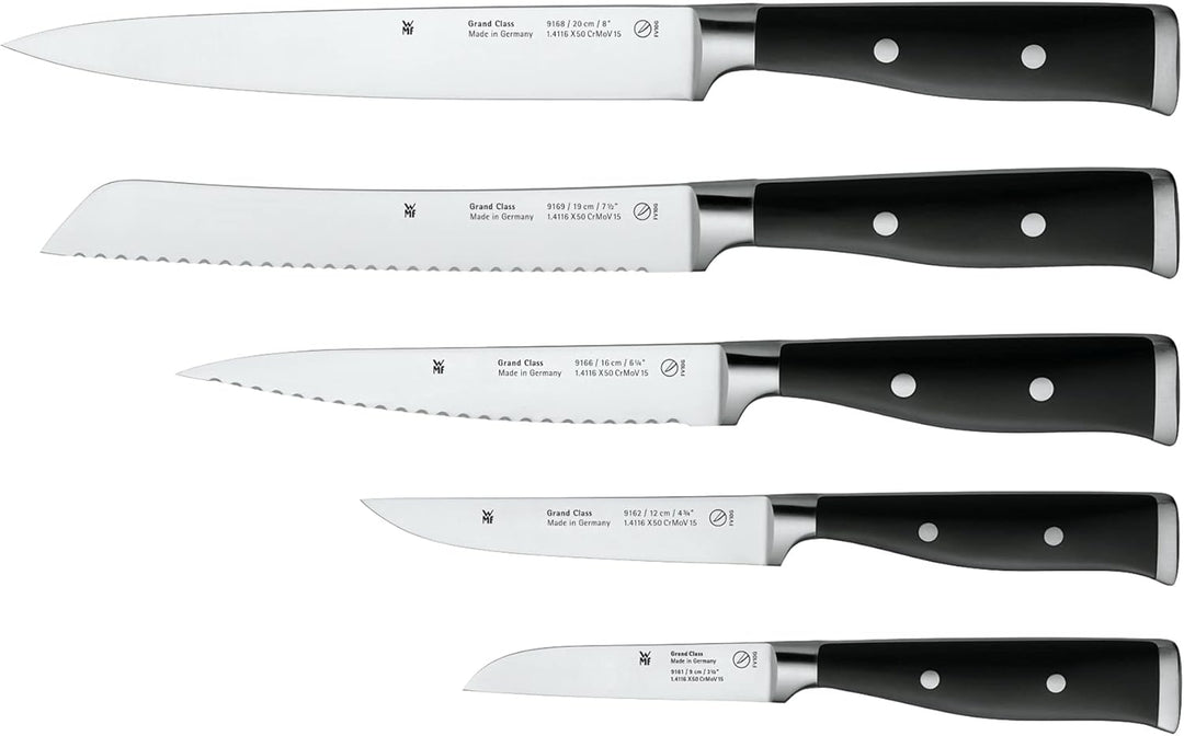 WMF Grand Class Messerblock mit Messerset 6teilig, Made in Germany, 5 Messer geschmiedet, Bambus-Blo