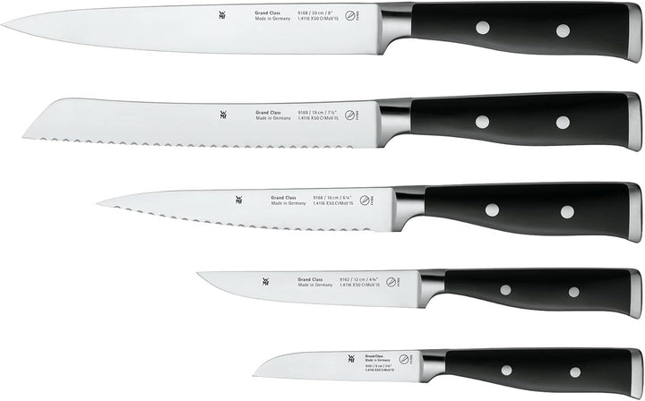 WMF Grand Class Messerblock mit Messerset 6teilig, Made in Germany, 5 Messer geschmiedet, Bambus-Blo