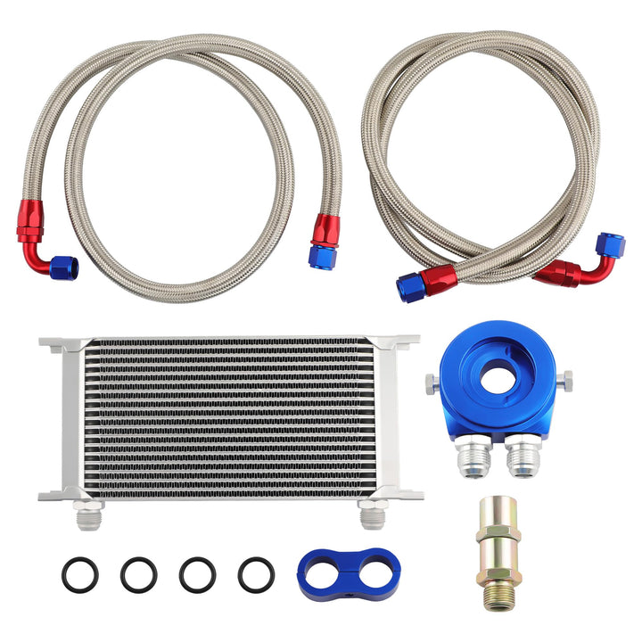maXpeedingrods Ölkühler 19 Reihen AN10 Anschluss Set Universal Zusatz Kühlung Extern Oil Cooler 19 R