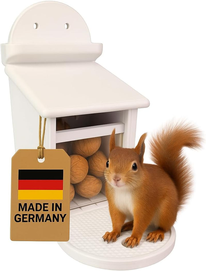 Eichhörnchen Futterbox - Eichhörnchen Futterstation - Wetterfest aus Kunststoff - Futterautomat / Fu