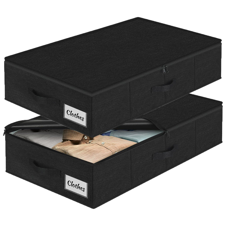Unterbett Aufbewahrungsbox mit Deckel, 2 Stück Faltbar Unterbettkommode, Waschbar Kleideraufbewahrun