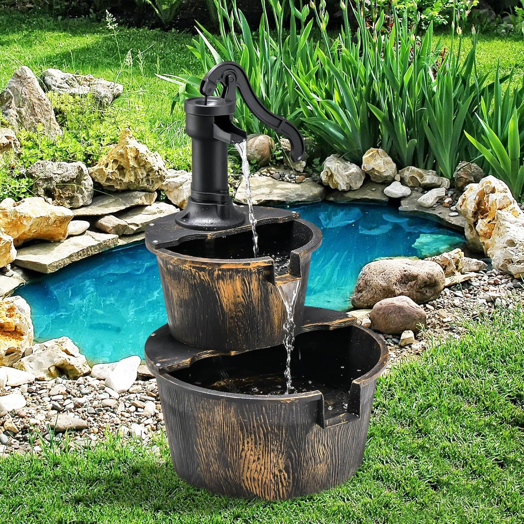 SOARS Gartenbrunnen 2-stufig, Springbrunnen mit Wasserpumpe & einstellbarem Wasserdurchfluss, Wasser