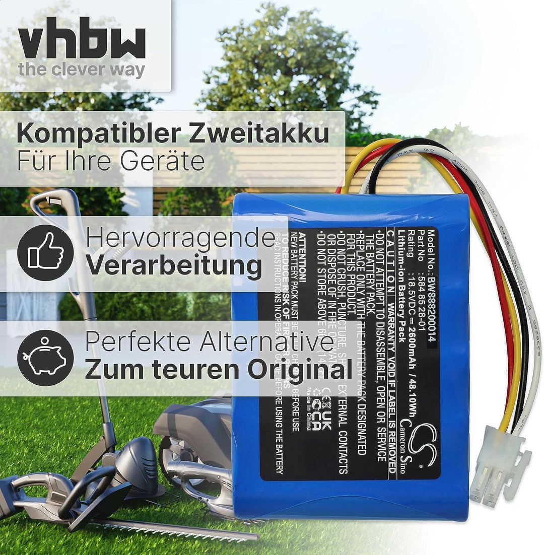 vhbw Akku kompatibel mit Husqvarna Automower 315X, 315 (2015-2018), 310 (2015-2018) Rasenmäher (2600