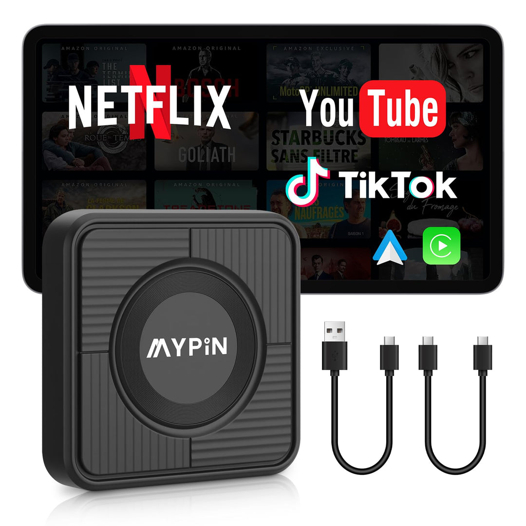 MYPIN Wireless CarPlay Adapter, 3-IN-1 CarPlay/Android Auto/Video Adapter, Plug & Play, Eingebauter