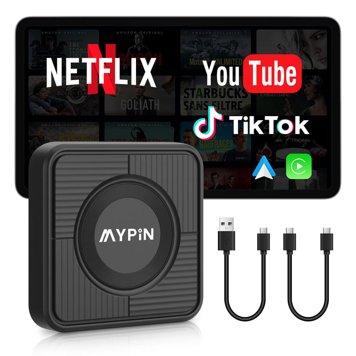 MYPIN Wireless CarPlay Adapter, 3-IN-1 CarPlay/Android Auto/Video Adapter, Plug & Play, Eingebauter
