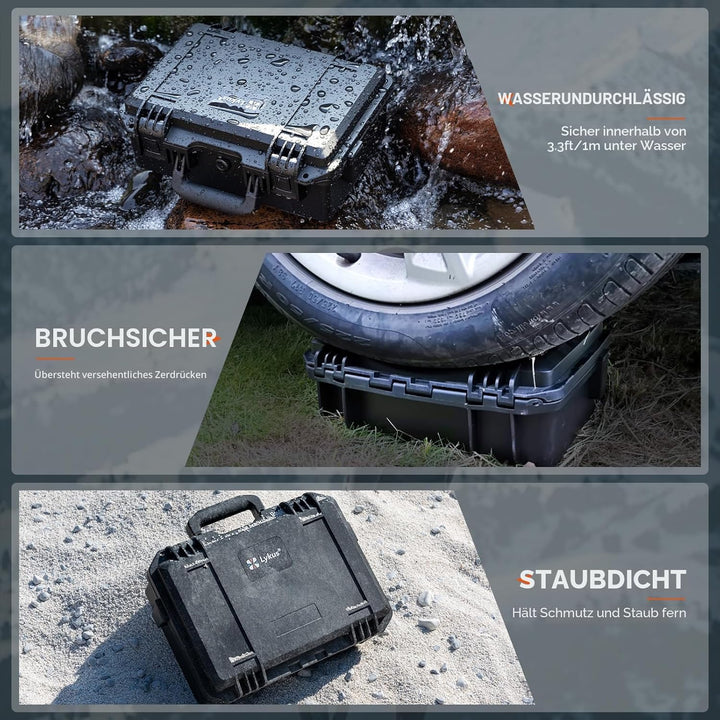 Lykus HC-3010 Wasserdicht Koffer mit Schaumstoff, Innengrösse 27,3x16,9x10cm Schwarz HC-3010: 27,3x1