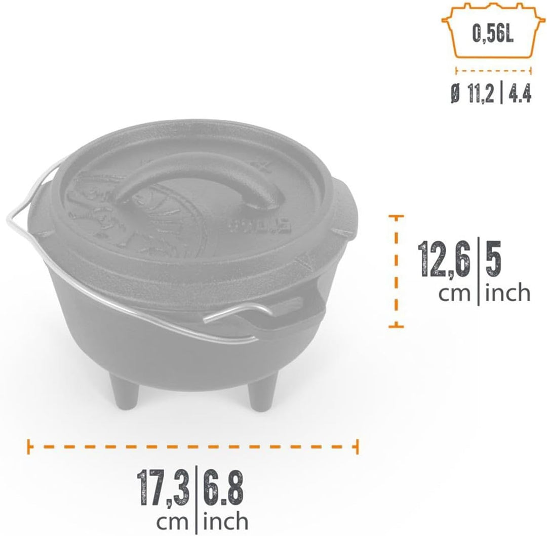 Petromax Feuertopf ft0.5 - Dutch Oven aus Gusseisen für Kochen und Backen - mit Deckel, Henkel und S