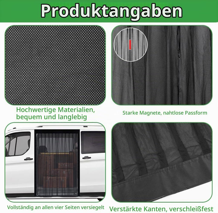 Moskitonetz Magnetisch für Auto Schiebetür (Schwarz, 150x110cm) | Magnetischer Van Sonnenschutz mit