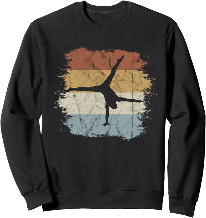 Retro 80er Akrobatik Einarmer Handstand Silhouette Sweatshirt