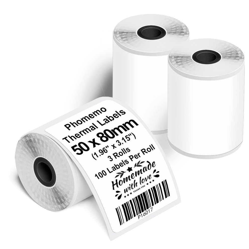 Phomemo M110/M200/M220/M221/M120 Selbstklebende Etiketten, 1.97"x3.15"(50x80mm) Thermoetiketten papi