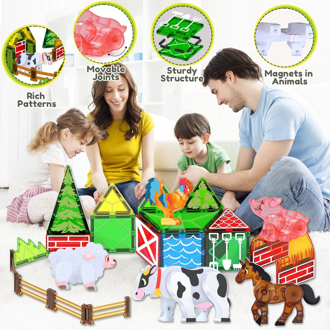 Oriate Magnetische Bausteine, Magnetbausteine Bauernhoftiere für Kinder, Montessori Magnete mit Pfer