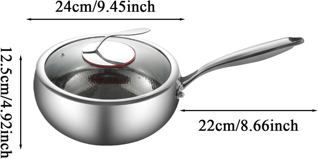 Générique Wok-Pfanne mit Deckel, Titanium-Coated Deep Frying Pan for Stir-Fry Stewing, Quick-Heating