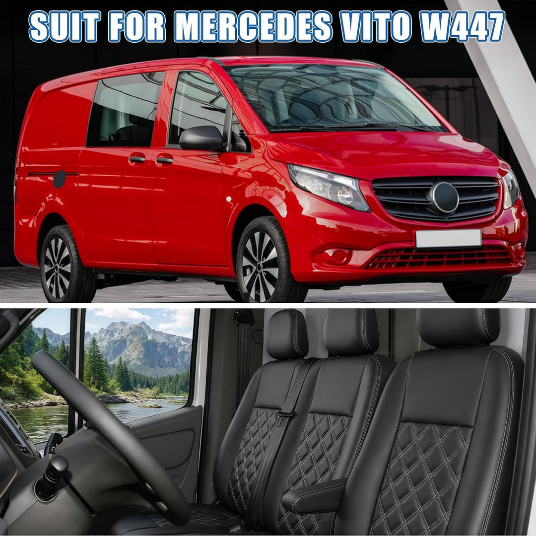 Sitzbezüge Auto für Mercedes Vito W447, Vordersitzbezüge 2+1 | Autositzbezüge Schonbezüge, 1 Einzels
