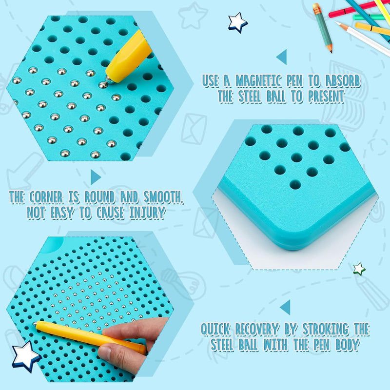 Faccito 2 Stück Kleine Magnetische Zeichenbretter Magnet Stahlkugel Zeichenbrett mit Stift Magnetisc