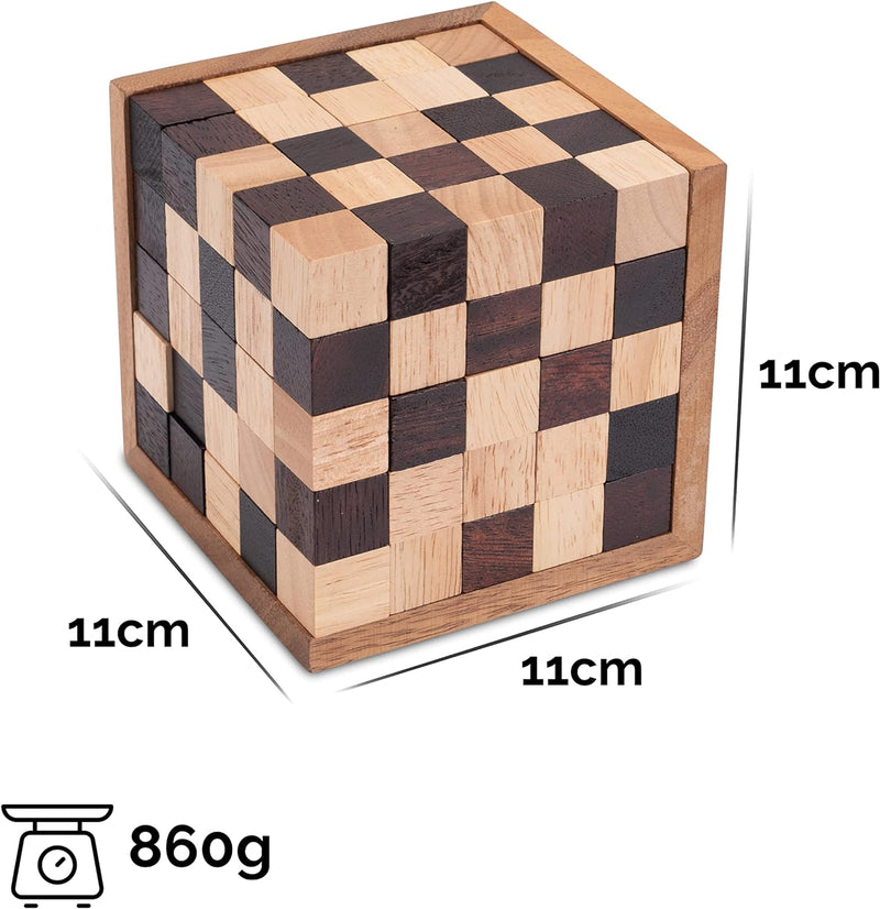 Schach-Würfel 125er Cube XL - 3D Puzzle - Denkspiel - Knobelspiel - Geduldspiel - Logikspiel im Holz