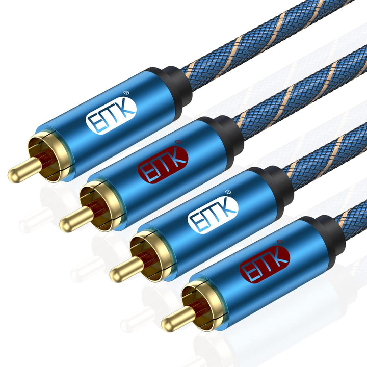 EMK Cinch Kabel 2RCA zu 2 Cinch Stecker RCA Doppelkanäle Stereo kabel (8 m) | R&amp;L Stecker Nylon gefl