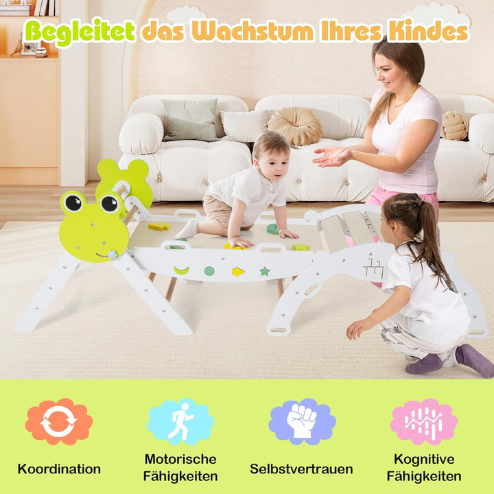 COSTWAY Klettergerüst Indoor 3er Set, klappabres Kletterdreieck mit Rutsche, Kletterbogen, inkl. dop