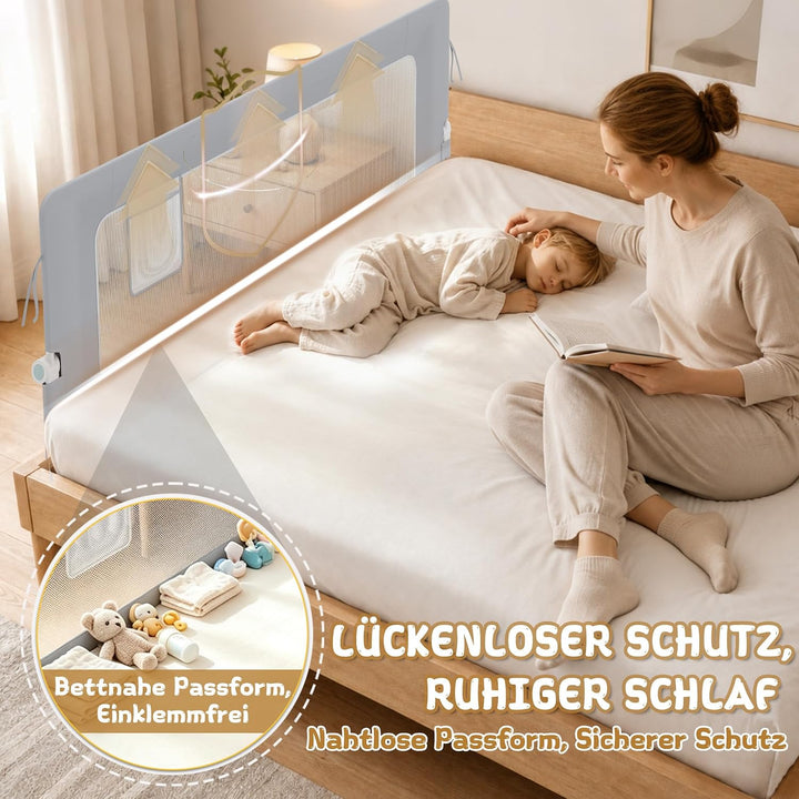 1st Bettgitter Bettschutzgitter Kinderbettgitter für Kinder, Rausfallschutz Bett Babybettgitter Klap