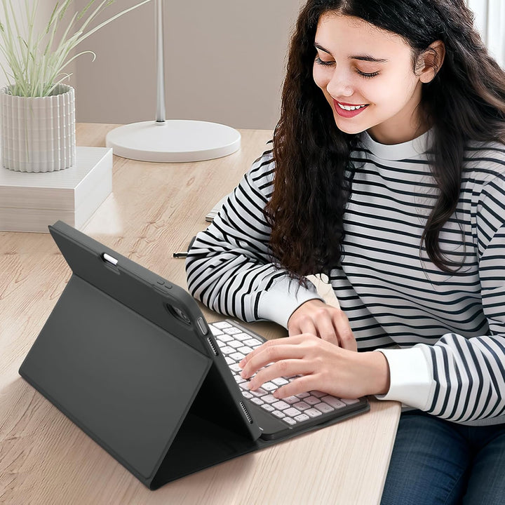 Vobafe Hülle mit Tastatur für iPad A16 11/10 Generation (2025/2022, 10,9/11 Zoll), Magnetisch Abnehm