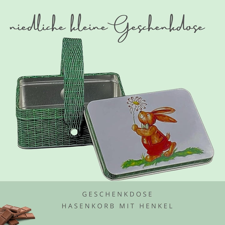 Dose mit Deckel und Henkel, Blechdose Korb mit Ostermotiv, ca. 10,4 x 7,5 x 4 cm, 3 Stück, Keksdose,