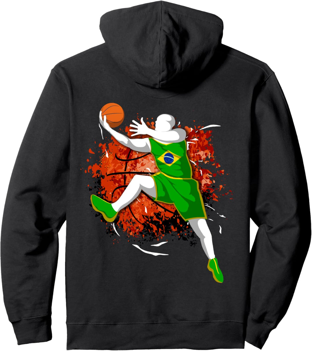 Brasilien Basketball Brasilianische Nationalflagge Sport Art Pullover Hoodie