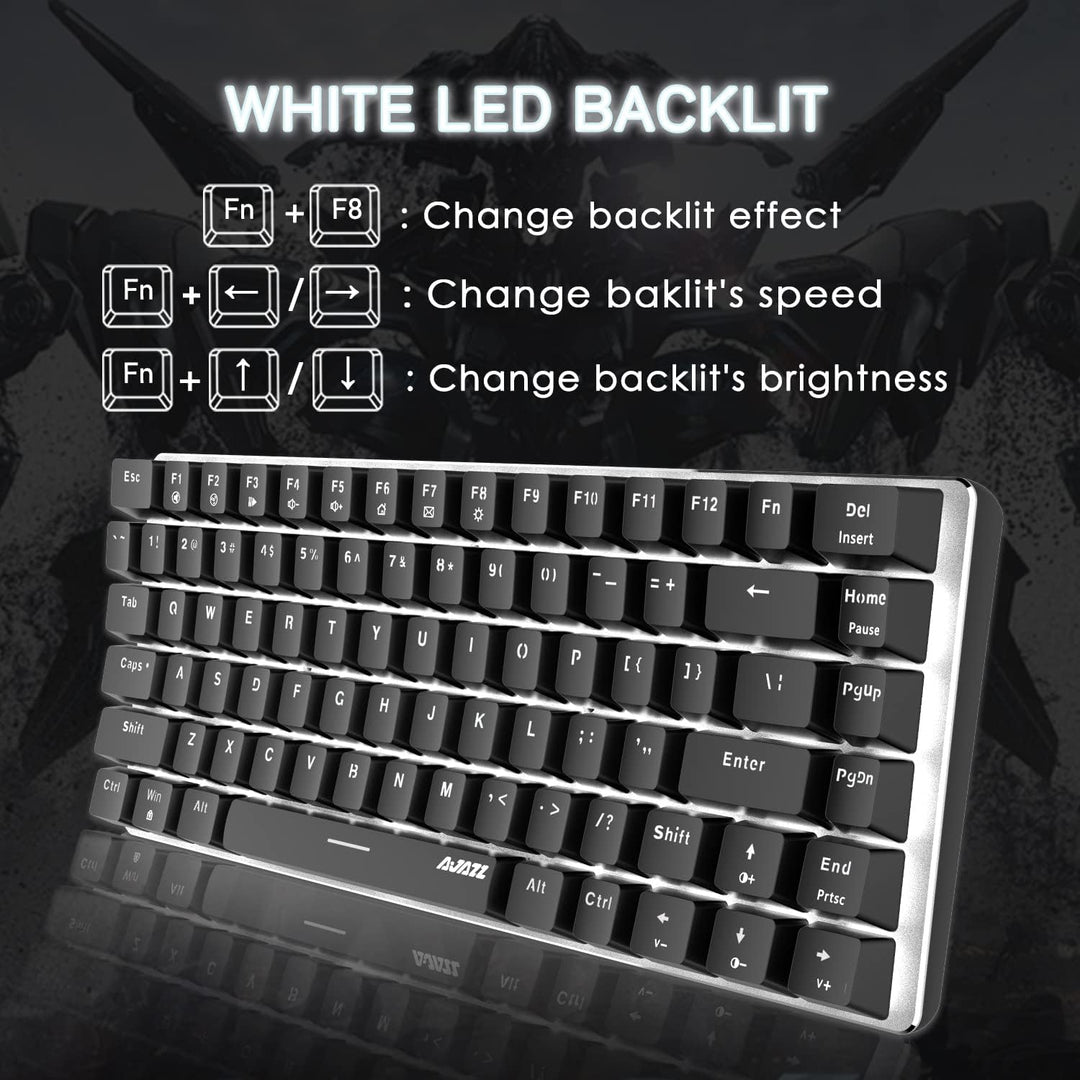 FELiCON AK33 Hotswapple Gaming-Tastatur, TKL 80% Mechanische Rote Schalter Keyboard mit weisse LED-B