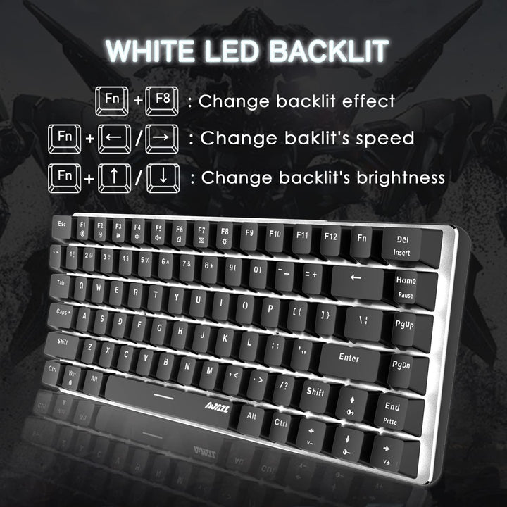 FELiCON AK33 Hotswapple Gaming-Tastatur, TKL 80% Mechanische Rote Schalter Keyboard mit weisse LED-B