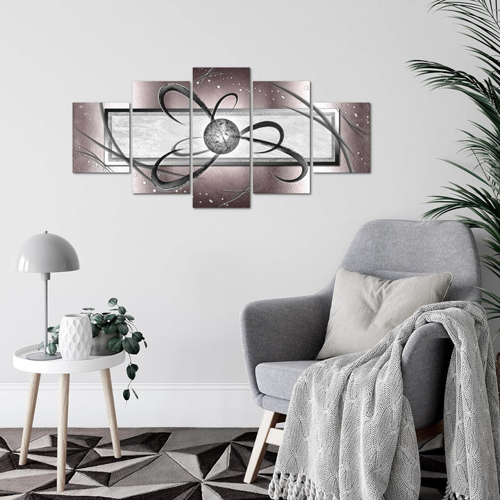 Runa Art Wandbilder Abstrakt 5 Teilig Bild auf Vlies Leinwand Deko Wohnzimmer Schlafzimmer Perlen Gr