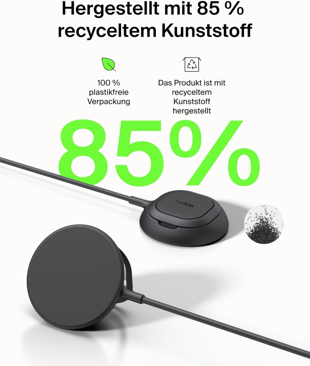 Belkin UltraCharge Wireless Charger mit Qi2 25W, Kompatibel mit MagSafe Ladegerät mit Passiver Kühlt