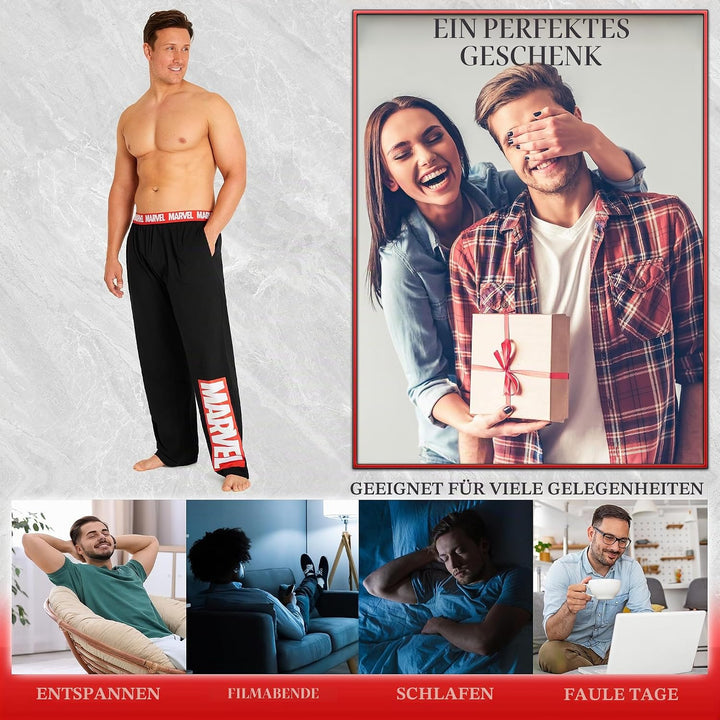 Marvel Avengers Schlafanzughose Herren lang, bequeme Pyjama Hosen - Geschenke für Männer &amp; Teenager