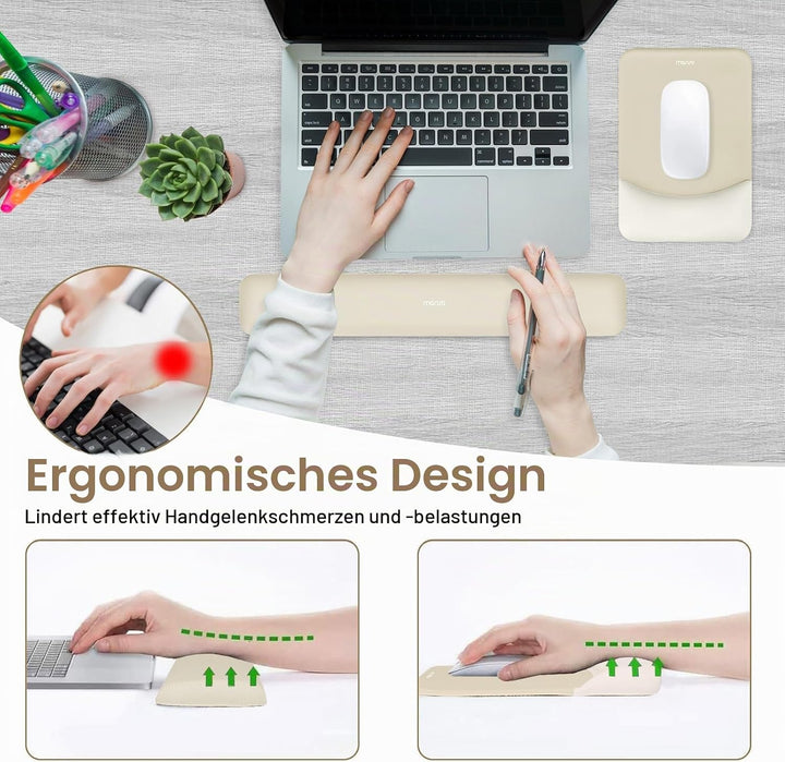 MOSISO Handgelenkstütze für Mauspad&amp;Tastatur Set, Rechteckig Ergonomisch Mauspad Rutschfest Basis Ho