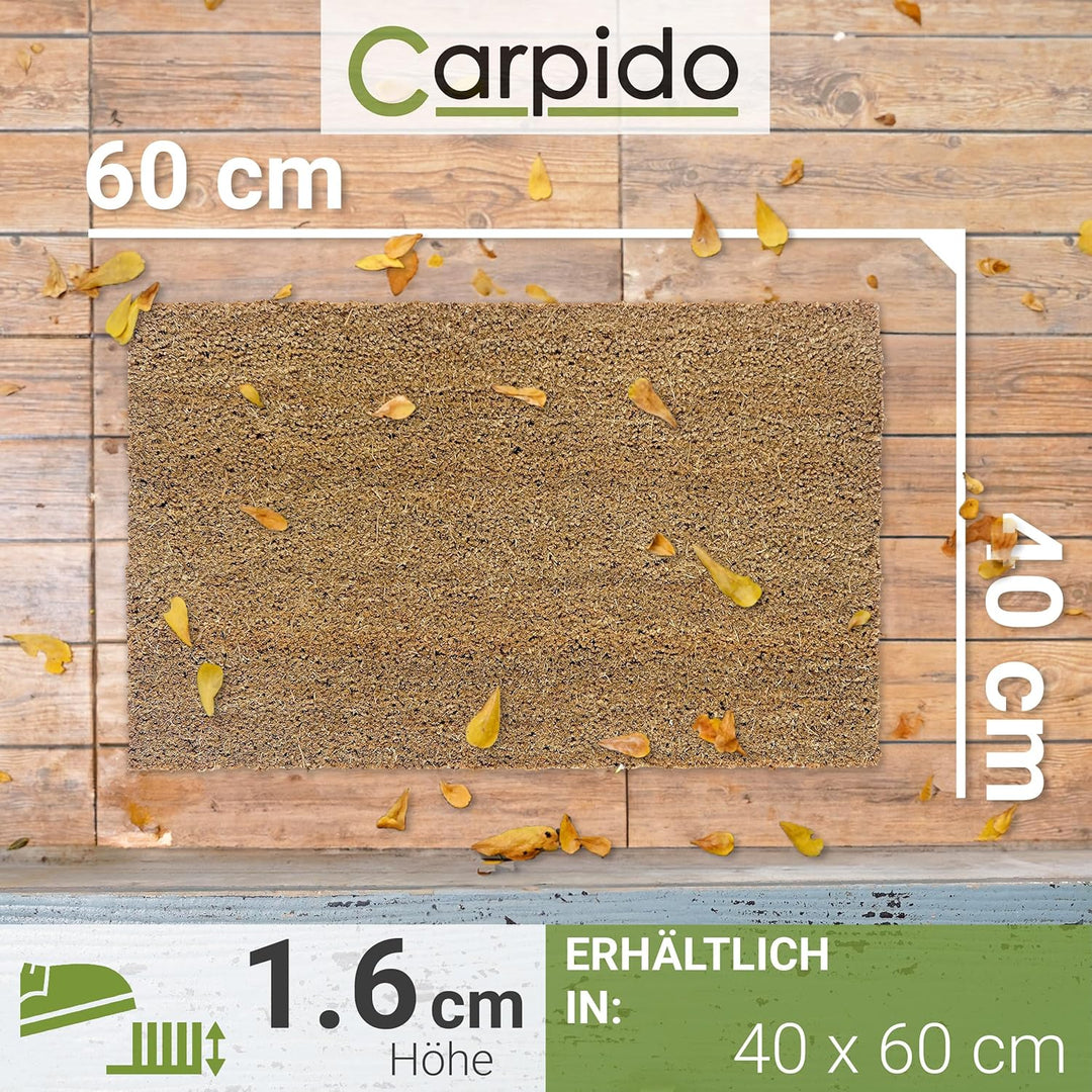 Carpido rutschfeste Kokosmatte - 2er Set 40 x 60 cm Natur - nachhaltige Naturfaser für den überdacht