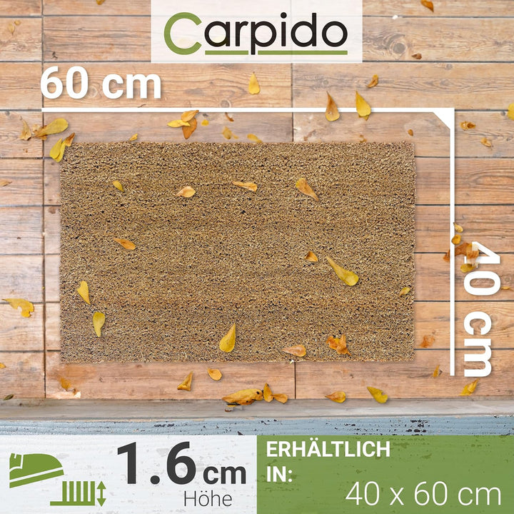 Carpido rutschfeste Kokosmatte - 2er Set 40 x 60 cm Natur - nachhaltige Naturfaser für den überdacht
