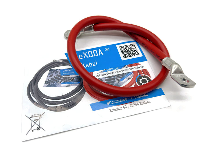eXODA Batteriekabel 35 mm² 50cm mit Kabelschuhen M8 Rot für Auto Boot Motorrad hohe Materialqualität