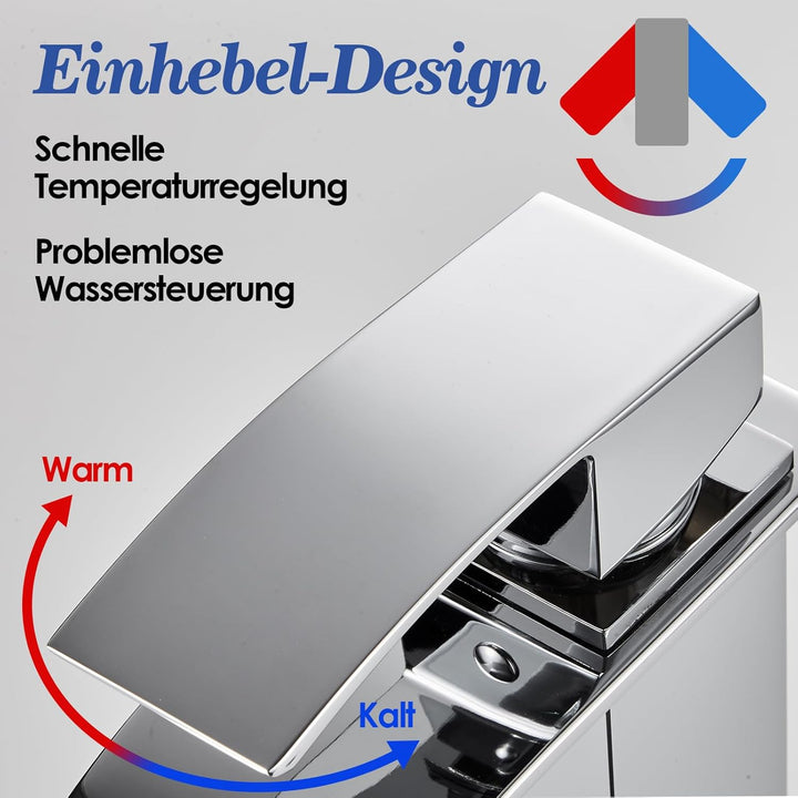 Hoch Wasserhahn Bad, Wasserfall Einhebel Waschtischarmatur, Mischbatterie Waschbecken Kaltes und Hei
