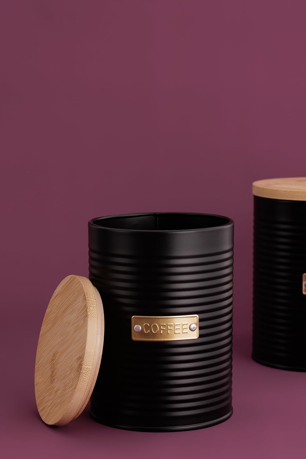 TYPHOON OTTO Kaffeedose luftdicht 1,4 L, Bambusdeckel und Silikondichtung, dekorativer Kaffeebohnen