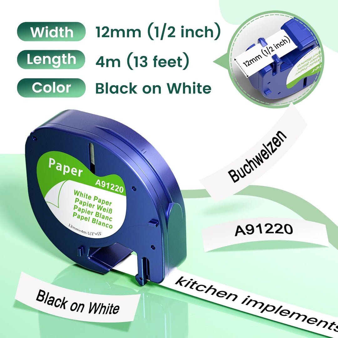 5x MarkField Kompatible für Dymo LetraTag Etikettenband Paper, Kompatible mit Dymo Letratag Papier E