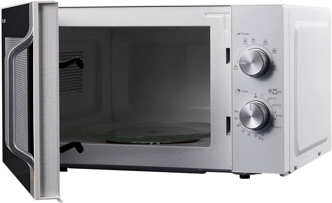 Sharp R204WA Solo-Mikrowelle,20 L,800 W,6 Leistungsstufen,Timer von 30 Minuten bis 00 Sekunden,Weiss