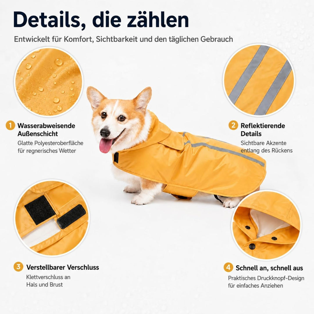 Regenmantel Hund, Hunderegenmantel Wasserdicht Reflektierende Jacke Für Haustiermäntel, Regenjacke H