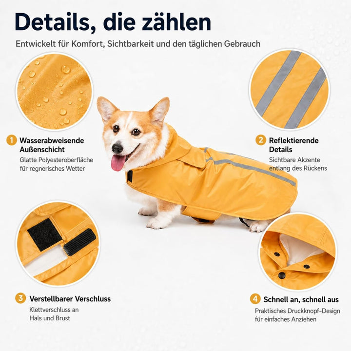 Regenmantel Hund, Hunderegenmantel Wasserdicht Reflektierende Jacke Für Haustiermäntel, Regenjacke H
