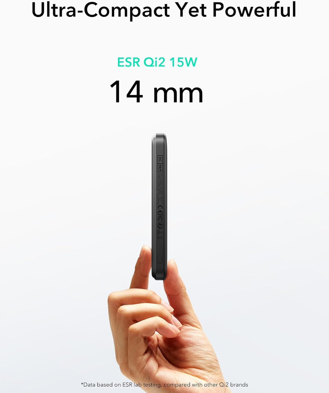 ESR Qi2 zertifiziertes MagSafe Power Bank, 5.000mAh 15W schnelles tragbares Ladegerät, 1,4 cm kompak