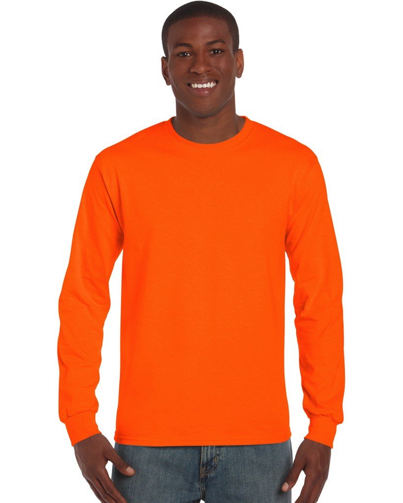 Gildan Herren T-Shirt Ultra Cotton Langarm XL Safety Orange, XL Safety Orange
