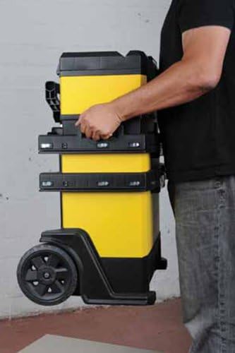 Stanley Rollende Werkstatt (aus Metall-Kunststoff, Werkzeugkoffer mit 1 Schublade, grosses Staufach,