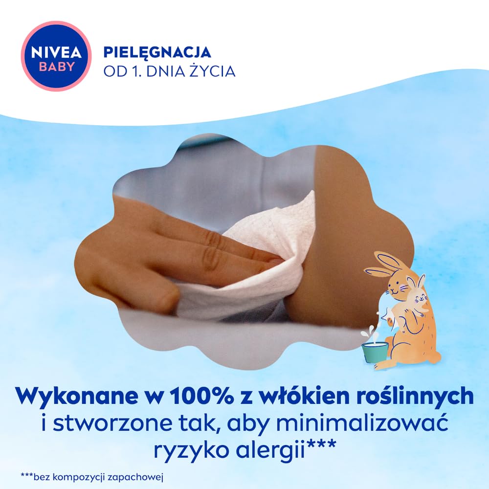 NIVEA BABY Taschentücher Biologisch abbaubar 99% Pure Water, Sparpack, 3 x 57 Stk. 171 stück (1er Pa