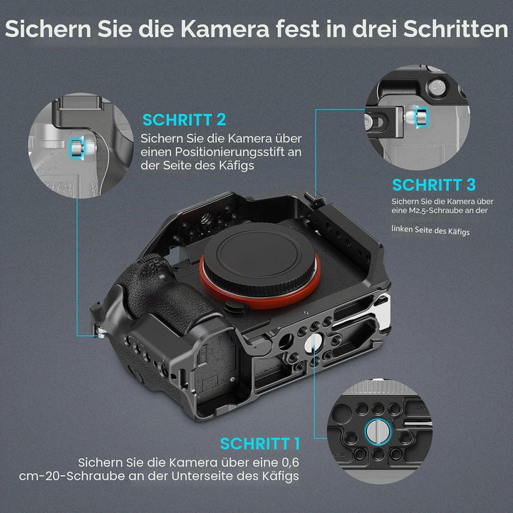 SMALLRIG A7 III / A7R III Kamerakäfig für Sony Alpha 7 III/Alpha 7R III, Aluminiumlegierung mit Schn