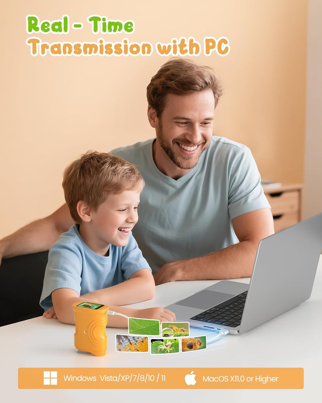 1000X Digital Mikroskop für Kinder Lupe: Handy Taschenmikroskop mit 2.0" IPS Bildschirm & 8 LED Lich